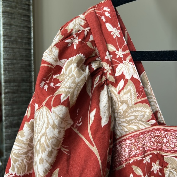 Antonio Melani Floral Puff Sleeve Top |Rust Red Beige | Square Neck |NWT Size 14 - Picture 5 of 8